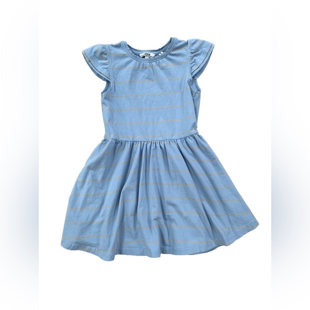 Ebbe Size 110, 5, Scandinavian Made Striped Short Sleeve Organic Dress